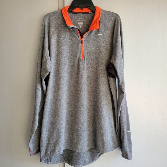 Nike Tops - Nike Dri-Fit Grey Running Half Zip Mesh Underarms ReflectiveTop Womens Size L